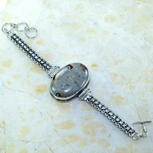 New Turritella Agate 925 Silver Bracelet.